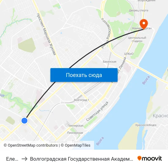 Елецкая to Волгоградская Государственная Академия Физической Культуры map
