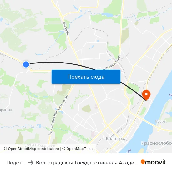 Подстанция to Волгоградская Государственная Академия Физической Культуры map