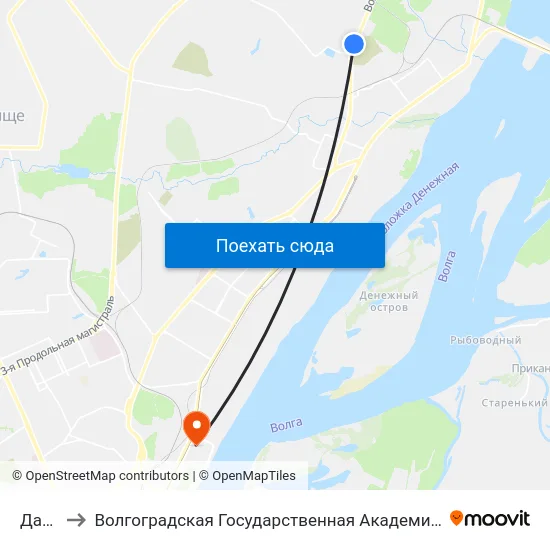 Дачная to Волгоградская Государственная Академия Физической Культуры map