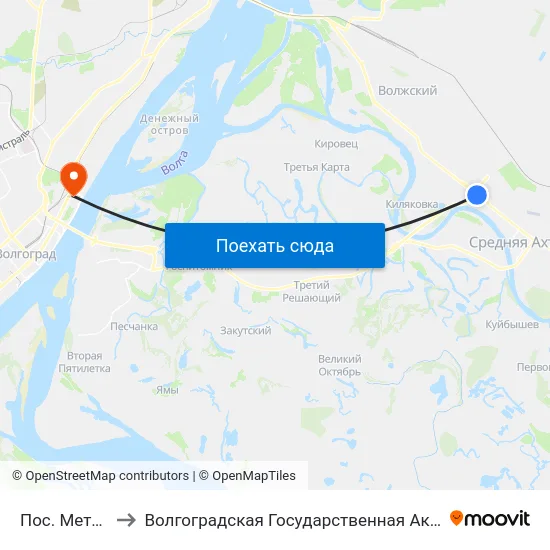 Пос. Металлургов-1 to Волгоградская Государственная Академия Физической Культуры map