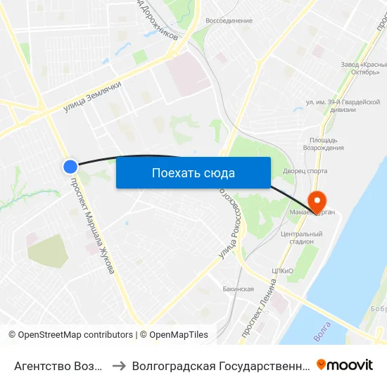 Агентство Воздушных Сообщений to Волгоградская Государственная Академия Физической Культуры map