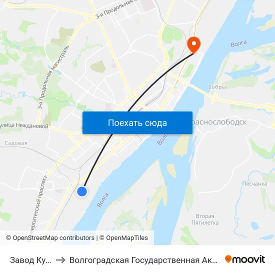 Завод Куйбышева to Волгоградская Государственная Академия Физической Культуры map