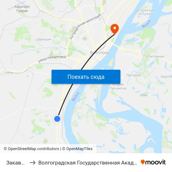 Закавказская to Волгоградская Государственная Академия Физической Культуры map