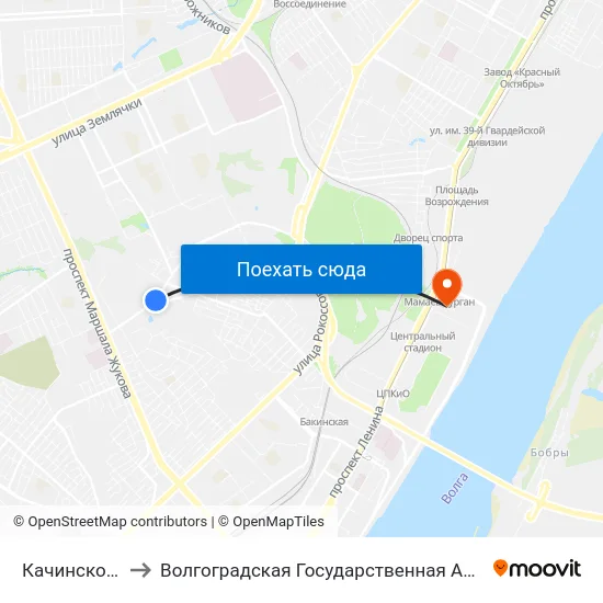 Качинское Училище to Волгоградская Государственная Академия Физической Культуры map