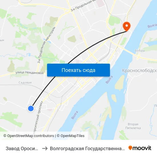 Завод Оросительной Техники to Волгоградская Государственная Академия Физической Культуры map
