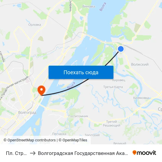 Пл. Строителей to Волгоградская Государственная Академия Физической Культуры map