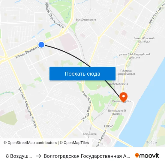 8 Воздушной Армии to Волгоградская Государственная Академия Физической Культуры map