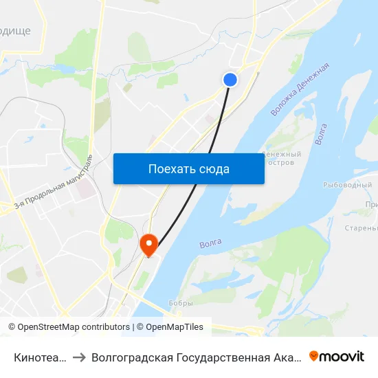 Кинотеатр Старт to Волгоградская Государственная Академия Физической Культуры map