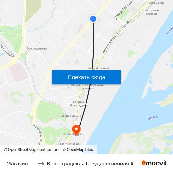 Магазин Медтехника to Волгоградская Государственная Академия Физической Культуры map