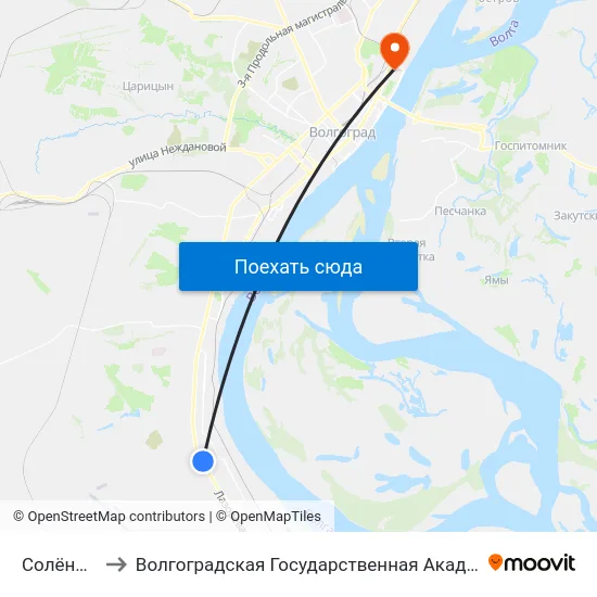 Солёный Пруд to Волгоградская Государственная Академия Физической Культуры map