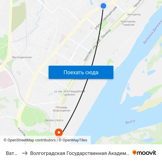 Ватутина to Волгоградская Государственная Академия Физической Культуры map