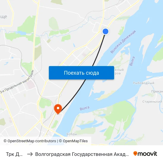 Трк Диамант to Волгоградская Государственная Академия Физической Культуры map