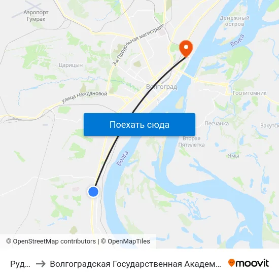 Руднева to Волгоградская Государственная Академия Физической Культуры map