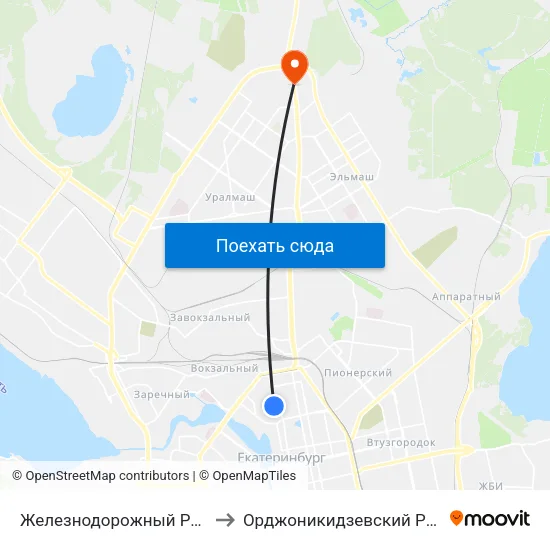 Железнодорожный Район to Орджоникидзевский Район map