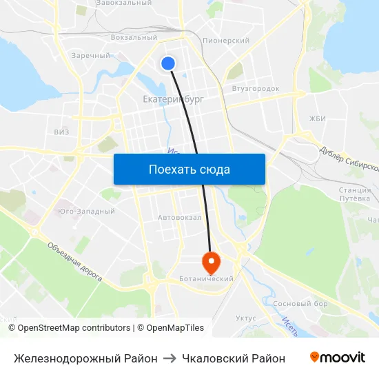 Железнодорожный Район to Чкаловский Район map