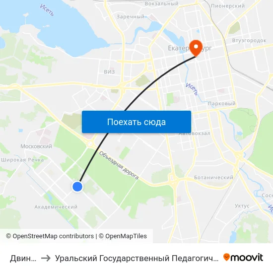 Двинская to Уральский Государственный Педагогический Университет map