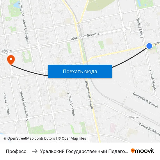 Профессорская to Уральский Государственный Педагогический Университет map