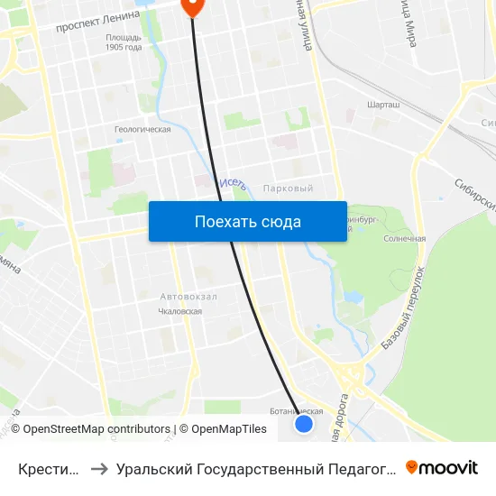 Крестинского to Уральский Государственный Педагогический Университет map