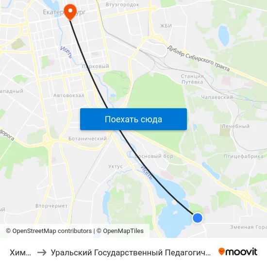 Химмаш to Уральский Государственный Педагогический Университет map