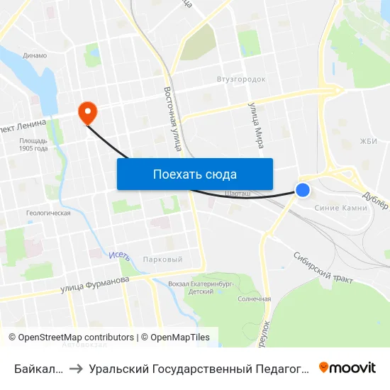 Байкальская to Уральский Государственный Педагогический Университет map