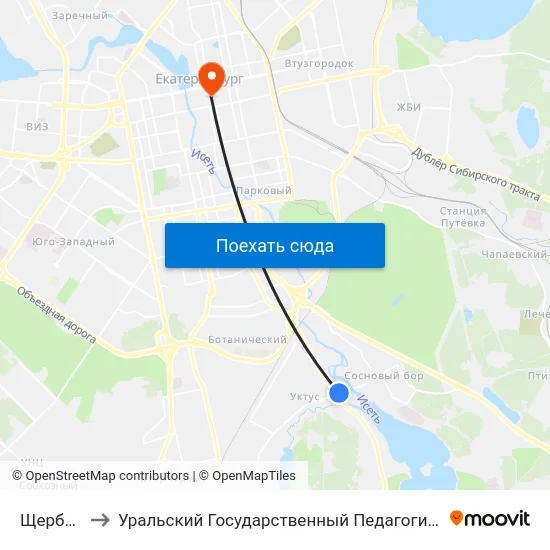 Щербакова to Уральский Государственный Педагогический Университет map