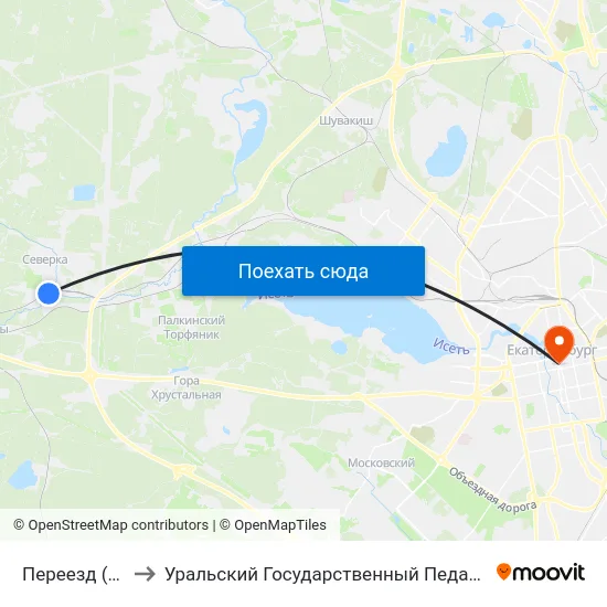 Переезд (Северка) to Уральский Государственный Педагогический Университет map