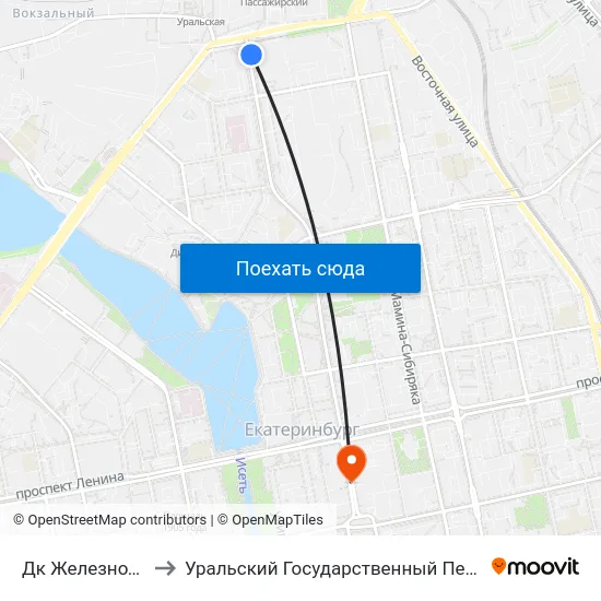 Дк Железнодорожников to Уральский Государственный Педагогический Университет map