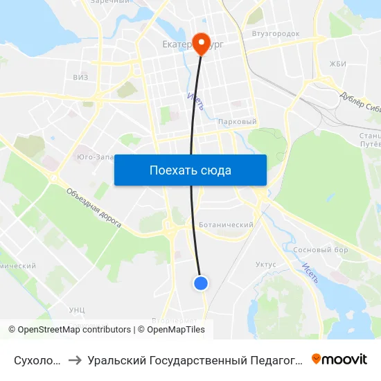 Сухоложская to Уральский Государственный Педагогический Университет map