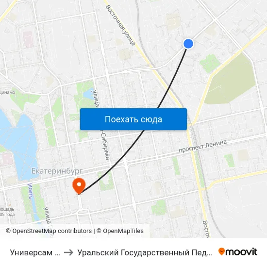 Универсам Звездный to Уральский Государственный Педагогический Университет map