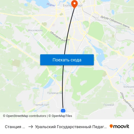 Станция Сысерть to Уральский Государственный Педагогический Университет map