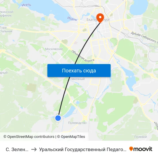 С. Зеленый Бор to Уральский Государственный Педагогический Университет map