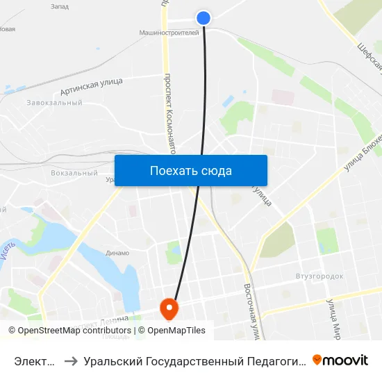 Электриков to Уральский Государственный Педагогический Университет map