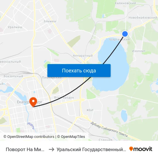 Поворот На Микрорайон Изоплит to Уральский Государственный Педагогический Университет map