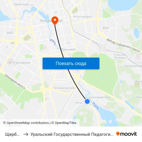 Щербакова to Уральский Государственный Педагогический Университет map