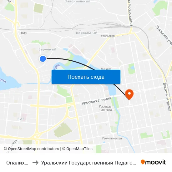 Опалихинская to Уральский Государственный Педагогический Университет map