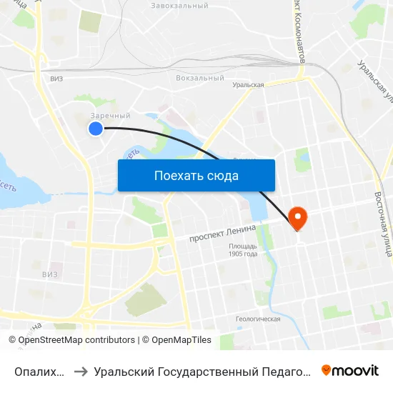 Опалихинская to Уральский Государственный Педагогический Университет map