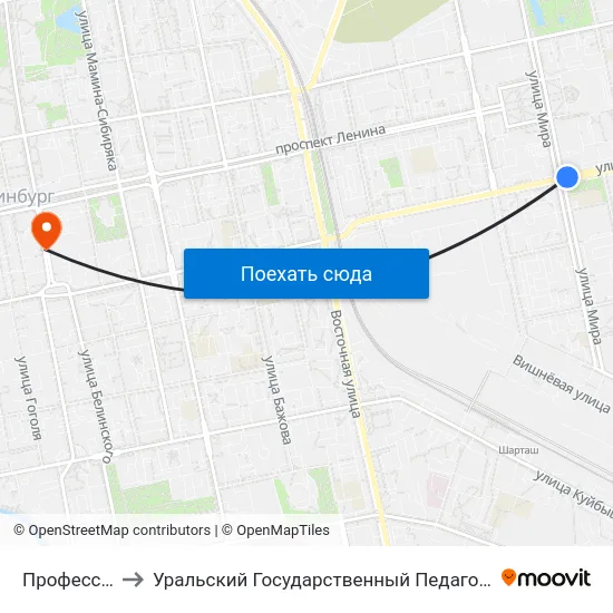 Профессорская to Уральский Государственный Педагогический Университет map