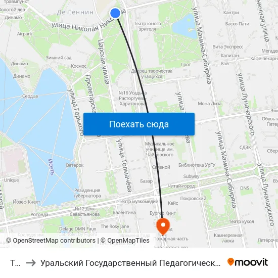 Тюз to Уральский Государственный Педагогический Университет map