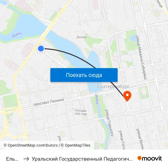 Ельцина to Уральский Государственный Педагогический Университет map