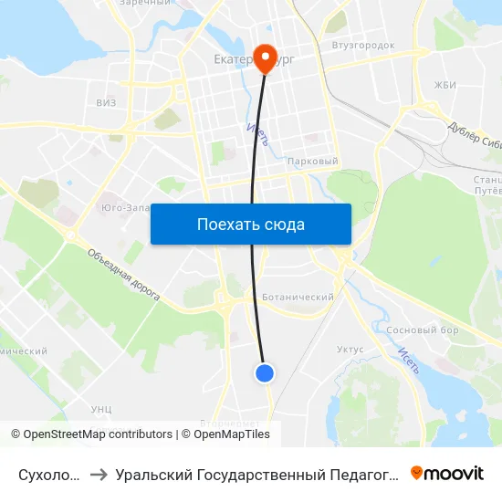 Сухоложская to Уральский Государственный Педагогический Университет map