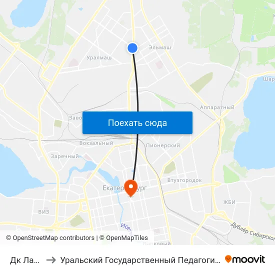 Дк Лаврова to Уральский Государственный Педагогический Университет map