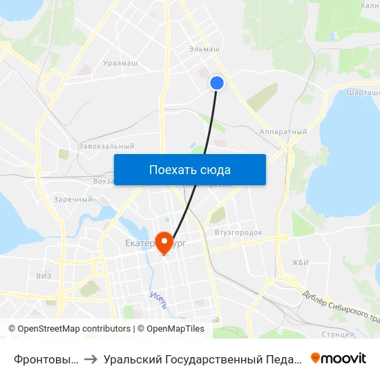 Фронтовых Бригад to Уральский Государственный Педагогический Университет map