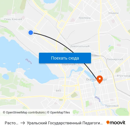 Расточная to Уральский Государственный Педагогический Университет map