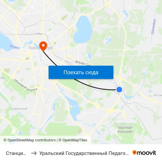 Станция Исток to Уральский Государственный Педагогический Университет map