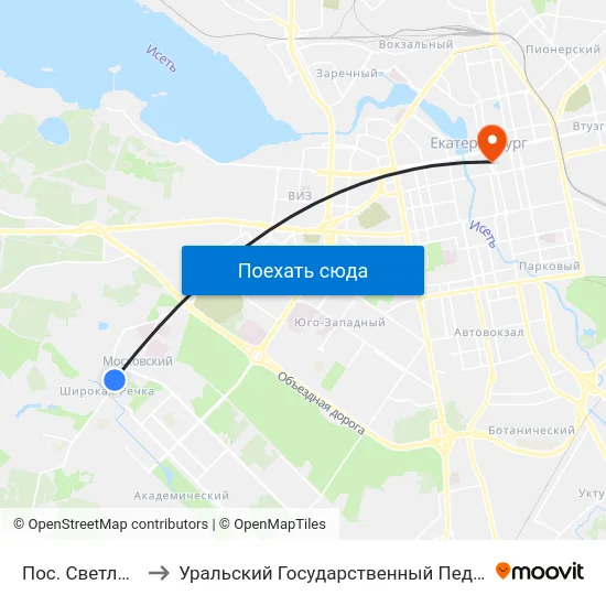 Пос. Светлореченский to Уральский Государственный Педагогический Университет map