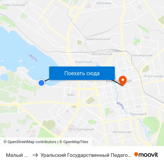 Малый Конный to Уральский Государственный Педагогический Университет map