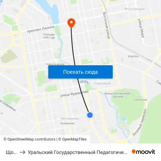 Щорса to Уральский Государственный Педагогический Университет map