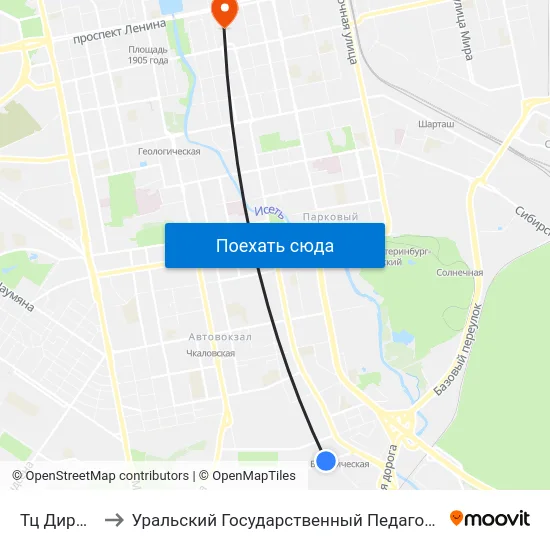 Тц Дирижабль to Уральский Государственный Педагогический Университет map