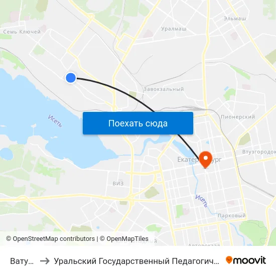 Ватутина to Уральский Государственный Педагогический Университет map