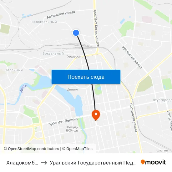Хладокомбинат Норд to Уральский Государственный Педагогический Университет map